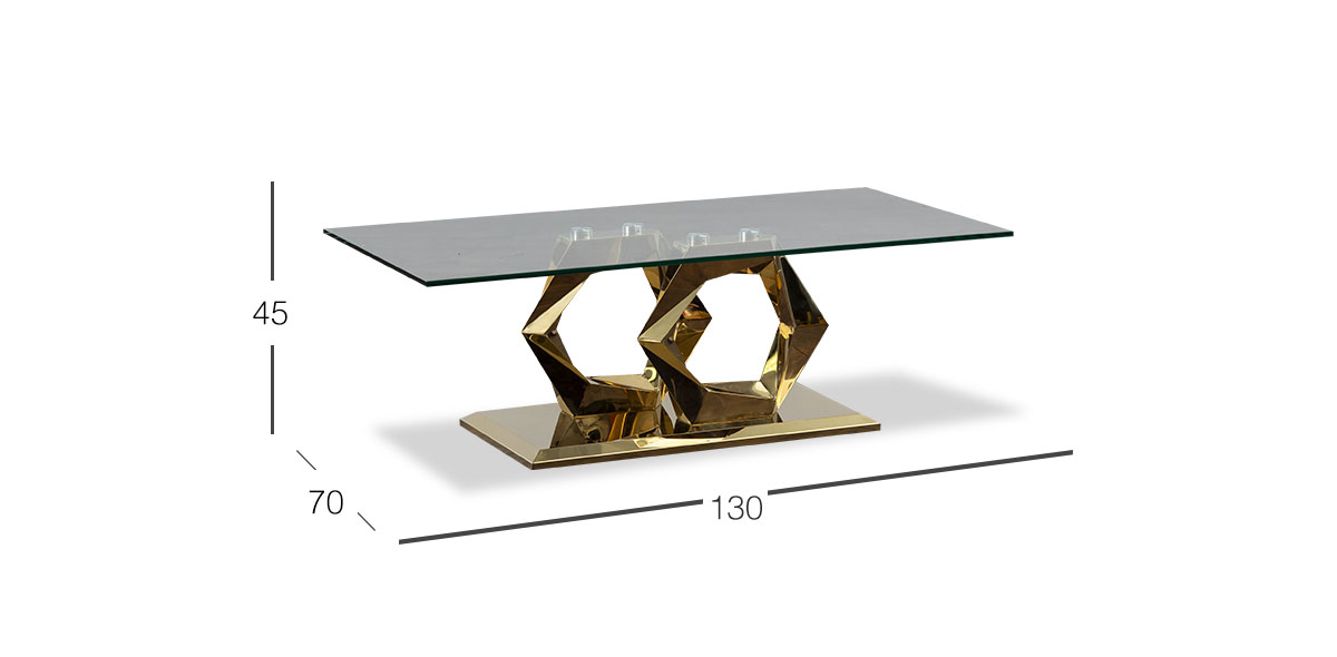 Mesa de Centro Rectangular Royal Gold Hexa Dorado 