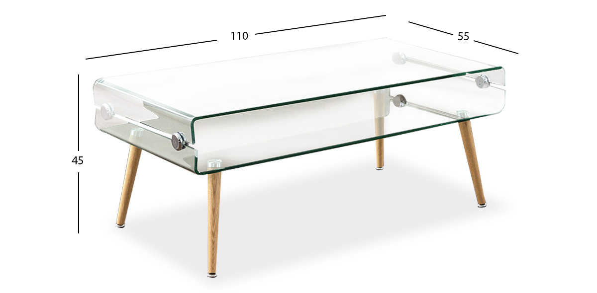 Mesa De Centro Curvo Rectangular Oviedo Natural