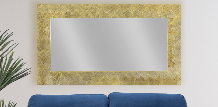 Espejo Decorativo 160x90 Cm Oro Rombo 